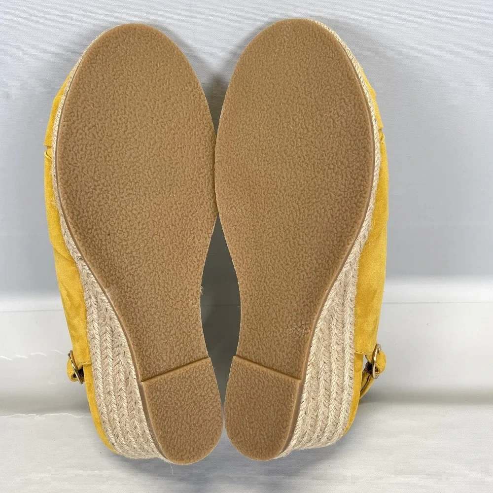 Earth Thara Bermuda Espadrille Wedge Sandals Womens Size 7 Yellow Slingback Shoe
